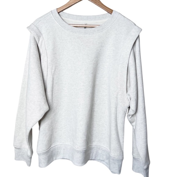 MTA Sport Light Heather Grey Basic Crew Neck Lounge Neutral Pullover Sweatshirt - Picture 2 of 16